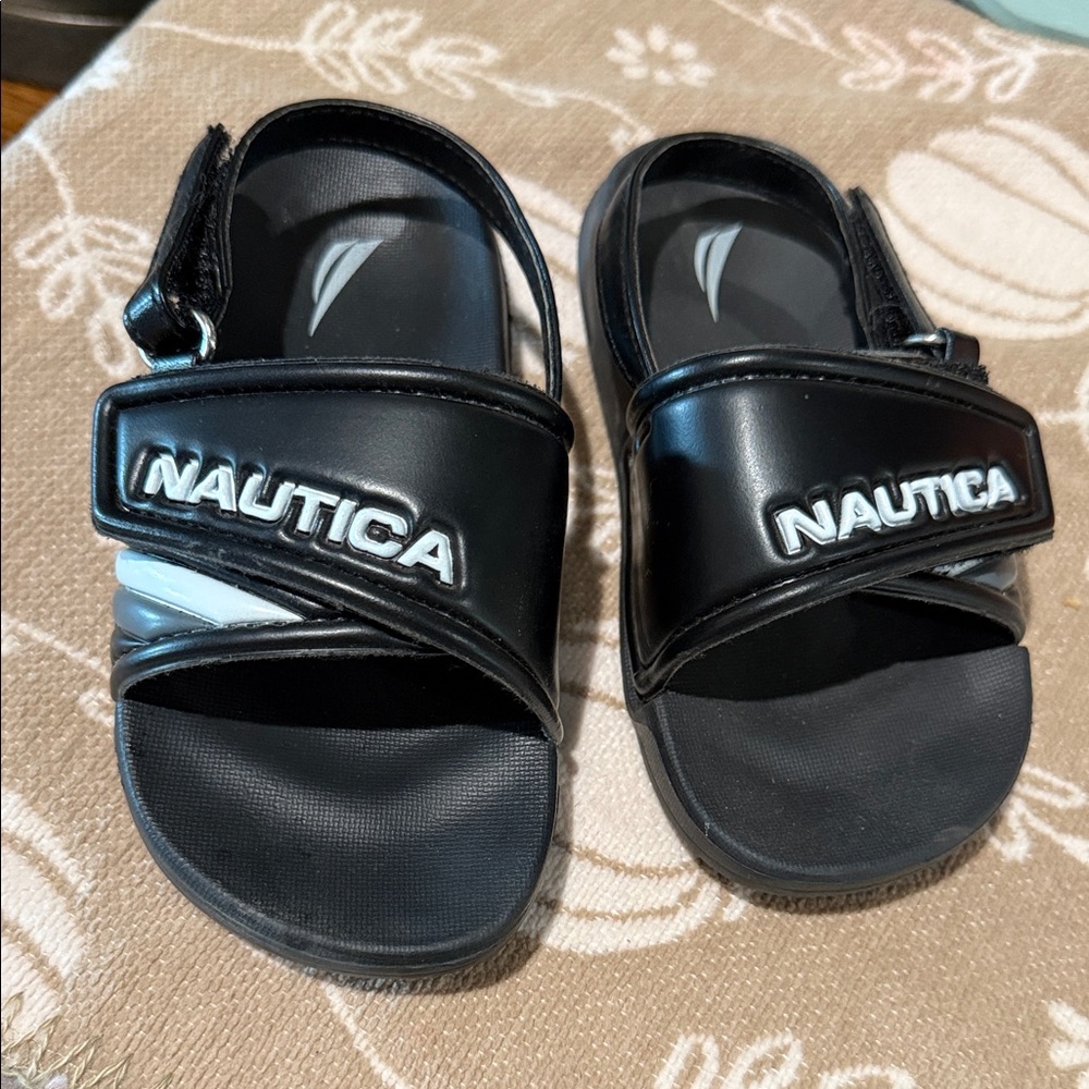 Nautica Black Kids Sandals with White Accents